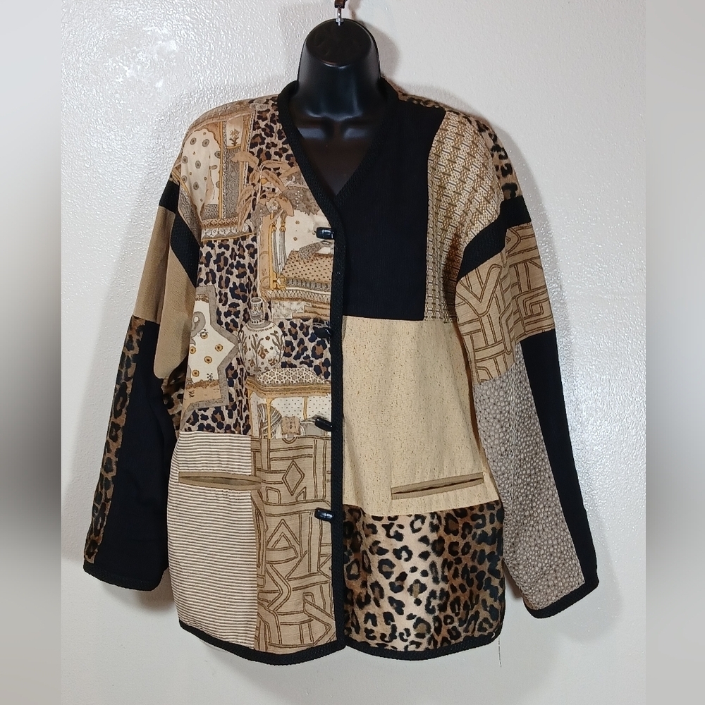 Max & Mabel Patch Pattern Leopard Print Blazer Si… - image 4